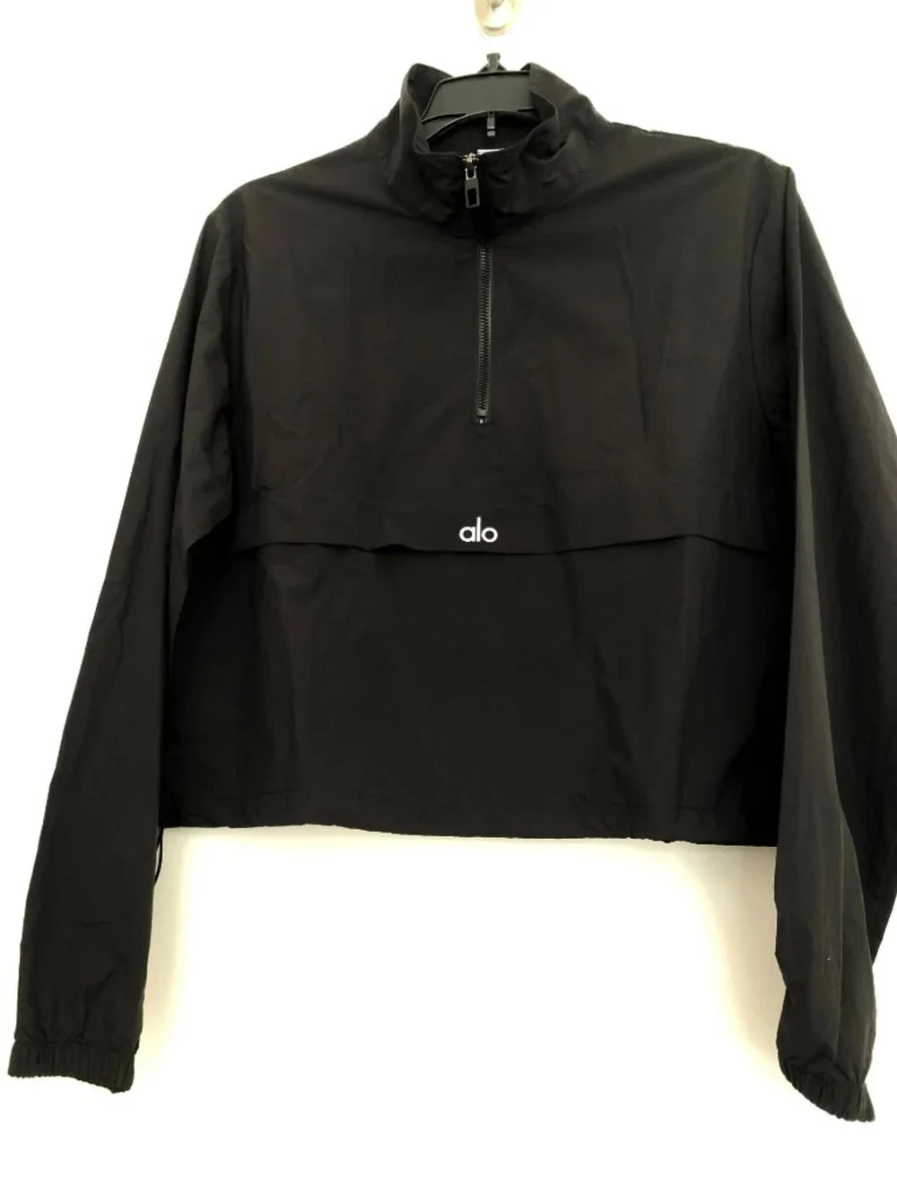 NWT Alo Yoga Cropped Quarter-Zip Neck Pullover Black Size Small